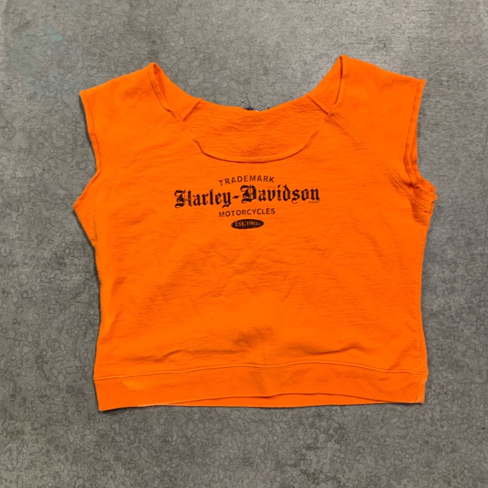VTG Y2K Harley Davidson Orange Slouchy Crop Top